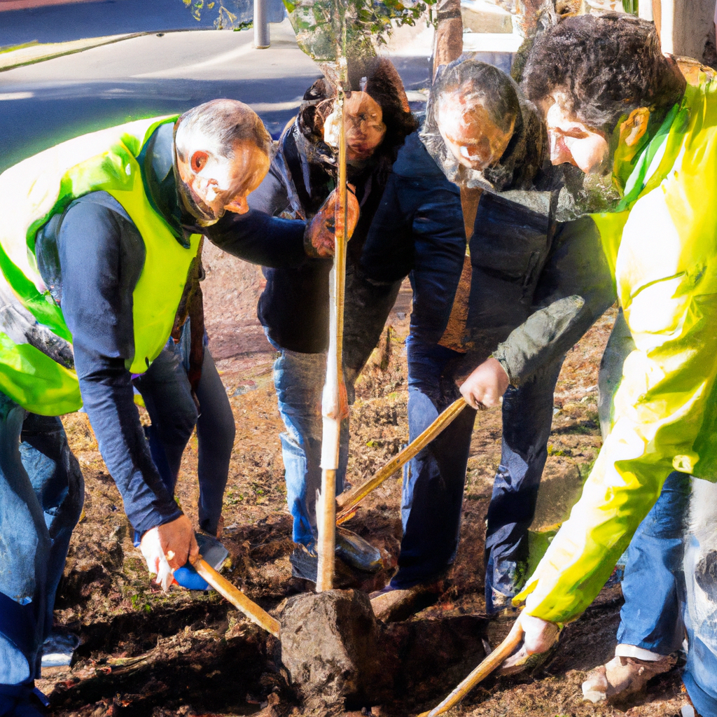 Persone che piantano alberi